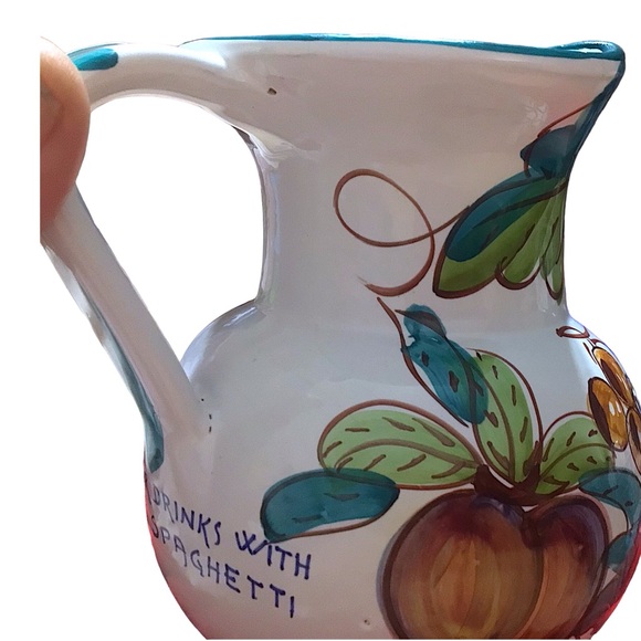 PRINCE MACARONI SPAGHETTI 1940s VINTAGE ITALIAN CERAMIC HAND-PAINTED PITCHER - Picture 4 of 12